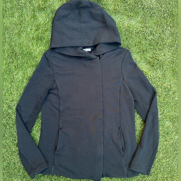 Standard James Perse Estilo Moto Zip Oversized Hood Sweatshirt Jacket blk Size 2 - Picture 1 of 12